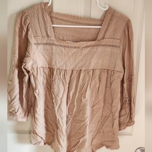 Hailey & Co Brown Shirt.  Lace detailing.